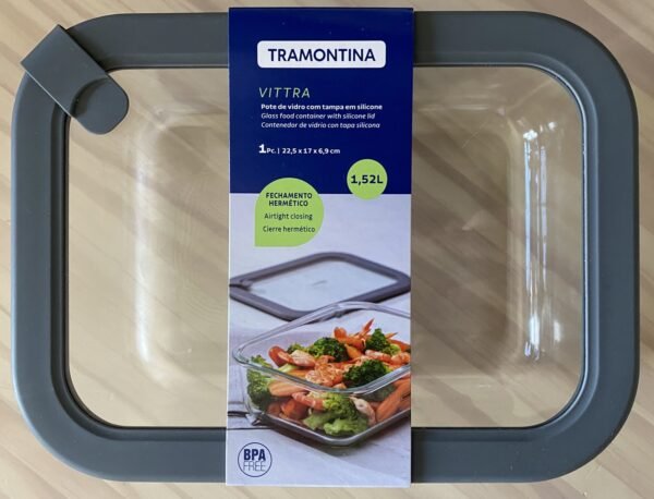 Tupper de vidrio rectangular | Tramontina Vittra con tapa hermética de silicona 1,52 L