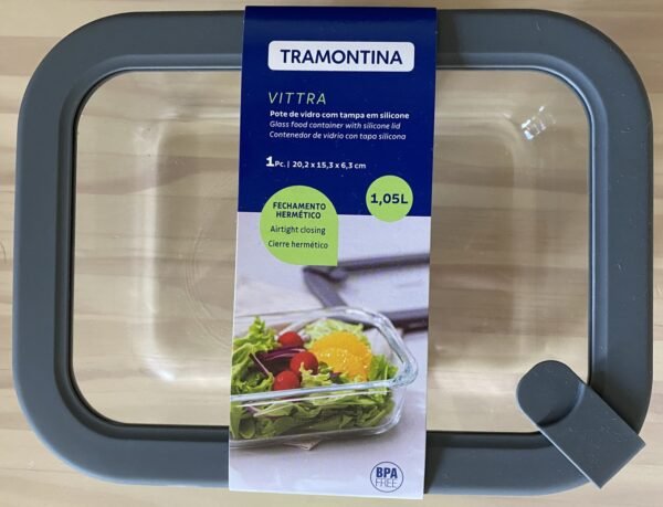 Tupper de vidrio rectangular | Tramontina Vittra con tapa hermética de silicona 1,05 L