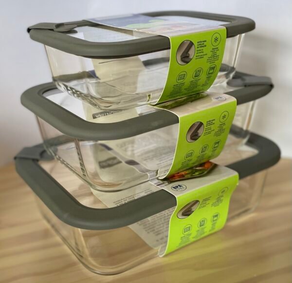 Tupper de vidrio rectangular Tramontina Vittra con tapa hermética de silicona 0.64 lts