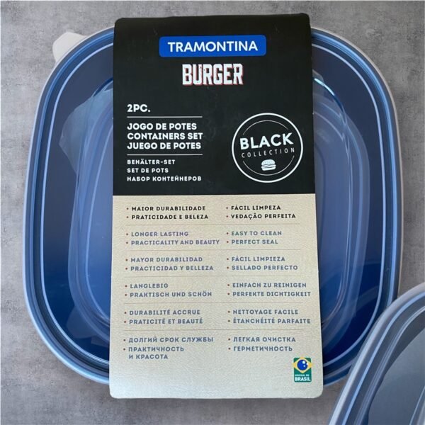 Tuppers Tramontina color negro | Juego de dos piezas 2L y 4L