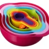 Set de 10 piezas | Bowls, tazas medidoras, cernidor y colador | Set de cocina colorido