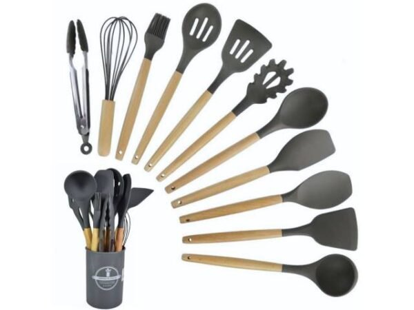 Set de menage de silicona y madera 12pcs | doce piezas