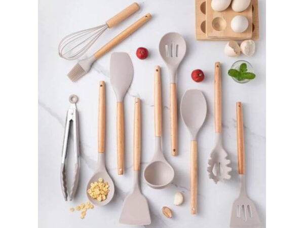 Set de menage de silicona y madera 12pcs | doce piezas