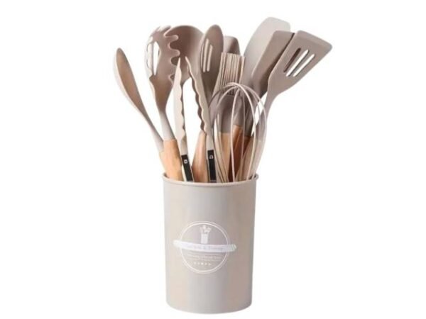 Set de menage de silicona y madera 12pcs | doce piezas