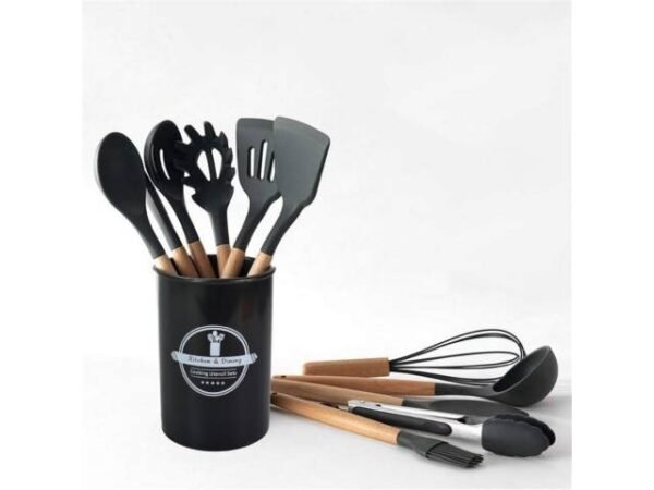 Set de menage de silicona y madera 12pcs | doce piezas