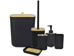 Set para baño de plástico y bamboo 6pcs | seis piezas