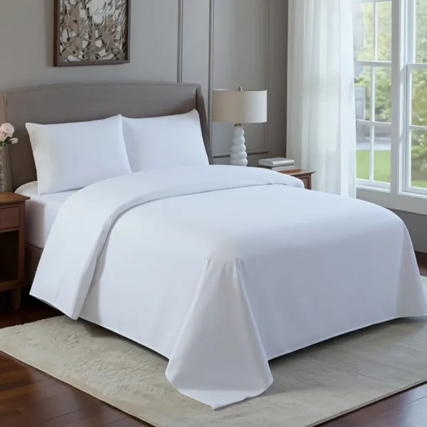 Juego de sabanas Queen size blancas y lisas 100% algodon 3800 Hilos